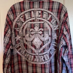 Affliction Black Premium Long Sleeve, Collared, Button-down Shirt, Size XL